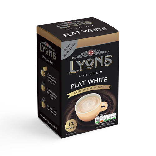 Lyons Premium Flat White Instant Coffee x 12 Sachets Coffee Lyons 1 Pack