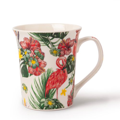 Flamingo Tropical Print Ceramic Mugs 350ml Assorted Designs Mugs FabFinds Flamingo Hibiscus Flower