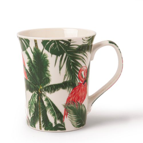 Flamingo Tropical Print Ceramic Mugs 350ml Assorted Designs Mugs FabFinds Flamingo Palm Mug