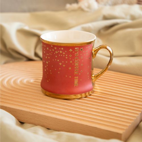 It's Coffee Time Ceramic Mug with Gold Finish 350ml Assorted Designs Mugs FabFinds Sunset Rose