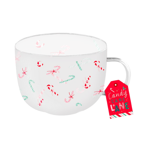 Christmas Festive Print Glass Mug 8.5cm x 11cm