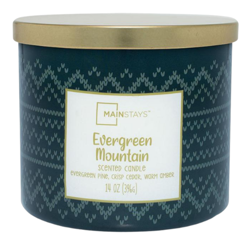 Mainstays Scented 3 Wick Jar Candle Evergreen Mountain 14oz Candles Mainstays