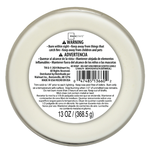 Mainstays Holiday Gingerbread Scented Jar Candle 13oz