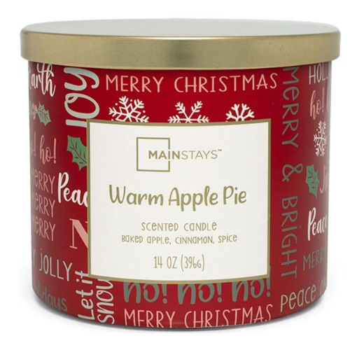 Mainstays Scented 3 Wick Jar Candle Merry Christmas Warm Apple Pie 14oz Candles Mainstays