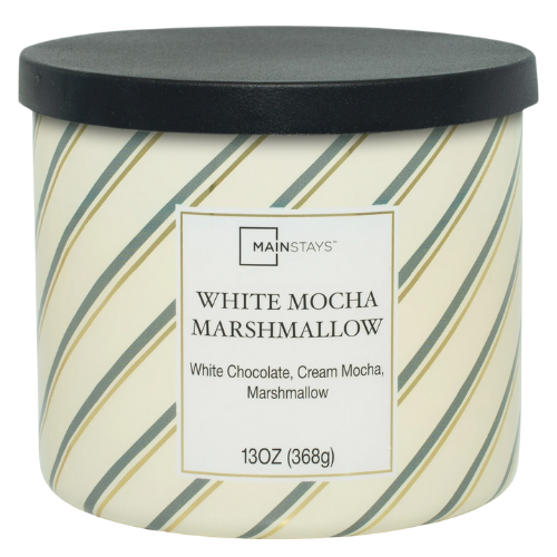 Mainstays Scented 3 Wick Jar Candle White Mocha Marshmallow 13oz Candles Mainstays