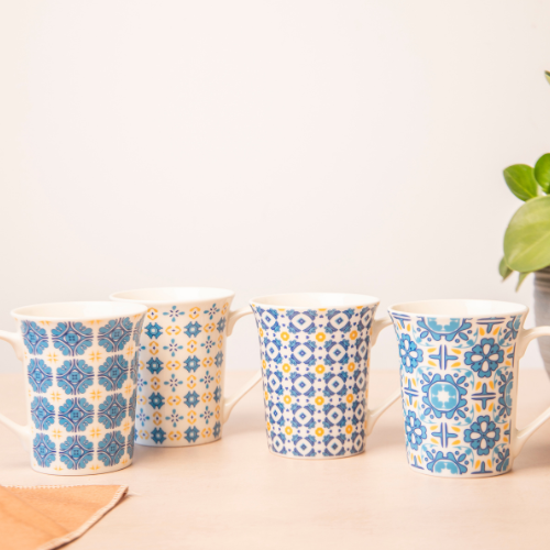 Mediterranean Print Ceramic Mugs 350ml Assorted Designs Mugs FabFinds