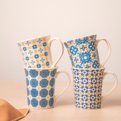 Mediterranean Print Ceramic Mugs 350ml Assorted Designs Mugs FabFinds