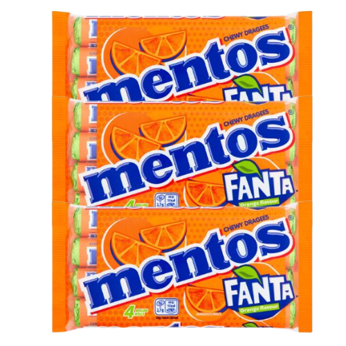 Mentos Fanta Orange Flavour Chewy Dragees 3 x 37.5g Assorted Packs Sweets, Mints & Chewing Gum Mentos Pack of 3