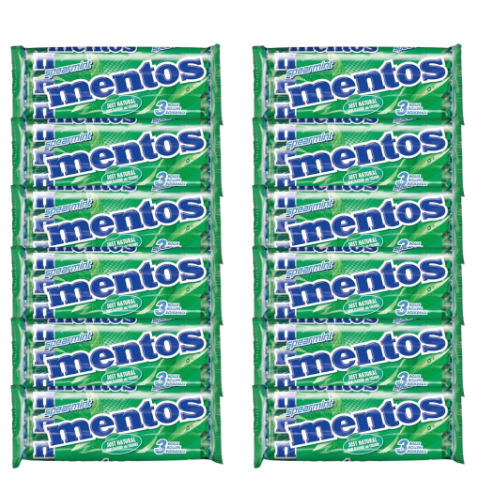 Mentos Spearmint Flavour Chewy Dragees 3 x 123g Assorted Packs Sweets, Mints & Chewing Gum Mentos Pack of 12
