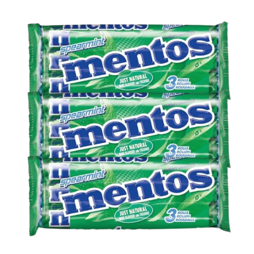 Mentos Spearmint Flavour Chewy Dragees 3 x 123g Assorted Packs Sweets, Mints & Chewing Gum Mentos Pack of 3