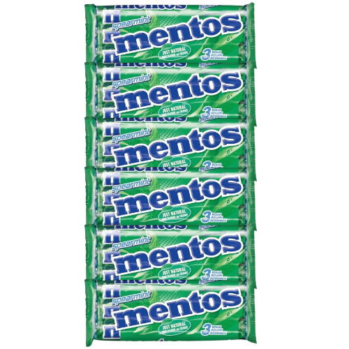 Mentos Spearmint Flavour Chewy Dragees 3 x 123g Assorted Packs Sweets, Mints & Chewing Gum Mentos Pack of 6