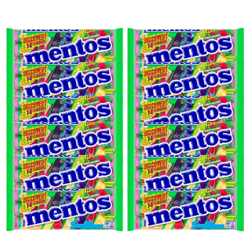 Mentos Discovery 14 Flavours Chewy Dragees Rolls 3 x 37.5g Assorted Packs Sweets, Mints & Chewing Gum Mentos Pack of 12
