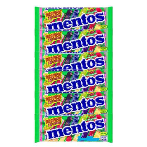 Mentos Discovery 14 Flavours Chewy Dragees Rolls 3 x 37.5g Assorted Packs Sweets, Mints & Chewing Gum Mentos Pack of 6