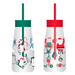 Kids Plastic Milk Jar & Straw with Christmas Print Drinkware FabFinds