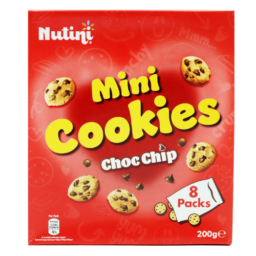 Nutini Mini Cookies Choc Chip 8 x 25g | FabFinds