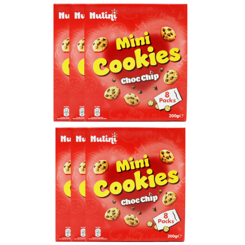 Nutini Mini Cookies Choc Chip 8 x 25g Biscuits & Cereal Bars Nutini Pack of 6