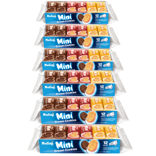 Nutini Mini Cream Cookies 12 x 35g Assorted Biscuits & Cereal Bars Nutini Pack of 6