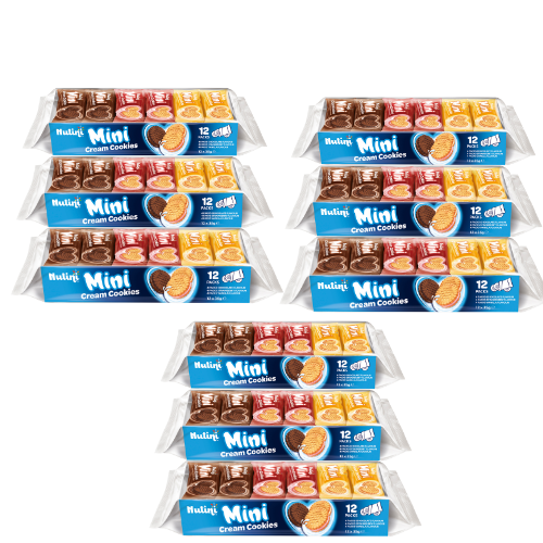 Nutini Mini Cream Cookies 12 x 35g Assorted Biscuits & Cereal Bars Nutini Pack of 9