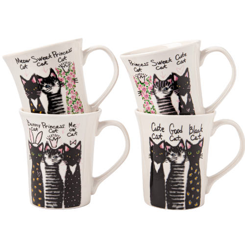 Modern Cat Mugs 350ml Assorted Design Mugs FabFinds