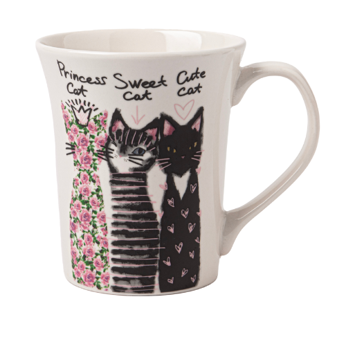 Modern Cat Mugs 350ml Assorted Design Mugs FabFinds Princess Cat