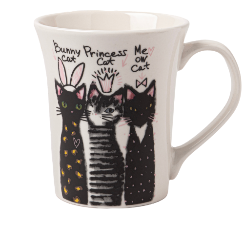 Modern Cat Mugs 350ml Assorted Design Mugs FabFinds Bunny Cat
