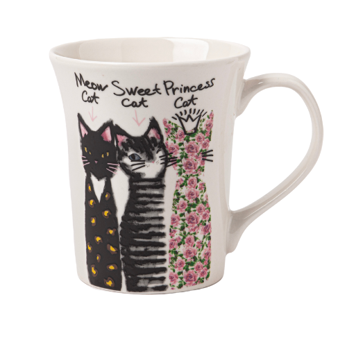 Modern Cat Mugs 350ml Assorted Design Mugs FabFinds Meow Cat