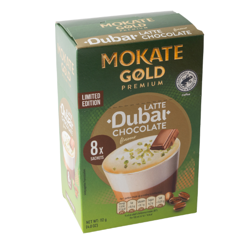 Mokate Gold Latte Dubai Chocolate Flavour 8 x Sachets 140g Limited Edition Coffee Mokate