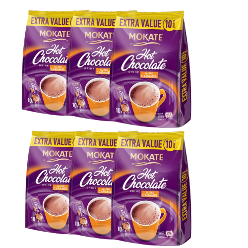 Mokate Salted Caramel Hot Chocolate 10 x 18g Coffee Mokate Pack of 6