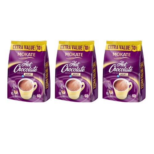 Mokate Milky Hot Chocolate 10 x 18g Assorted Packs Coffee Mokate Pack of 3