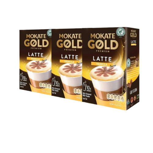 Mokate Gold Premium Vanilla Latte 10 Pack 140g Assorted Packs Coffee Mokate Pack of 3
