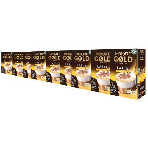 Mokate Gold Premium Vanilla Latte 10 Pack 140g Assorted Packs Coffee Mokate