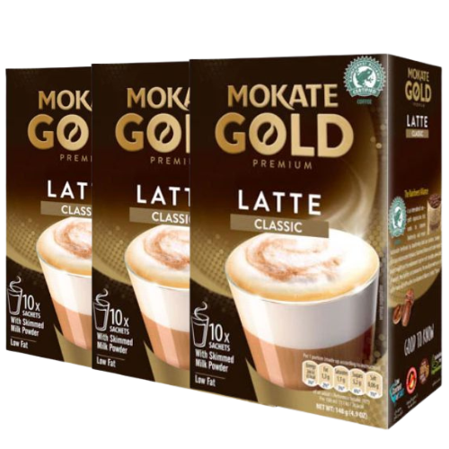 Mokate Gold Premium Latte 10 Pack 140g Assorted Packs Coffee Mokate Pack of 3
