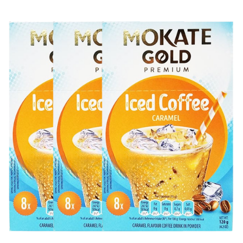 Mokate Premium Gold Iced Coffee Caramel 8x 120g Coffee Mokate Pack of 3
