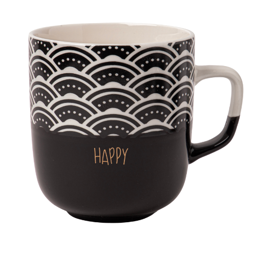 Monochrome Black & White Mugs 370ml Assorted Designs Mugs FabFinds Happy