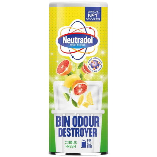 Neutradol Odour Destroyer Dustbin Powder Citrus Fresh 350g Assorted Packs Bin Cleaners & Accessories Neutradol Pack of 1
