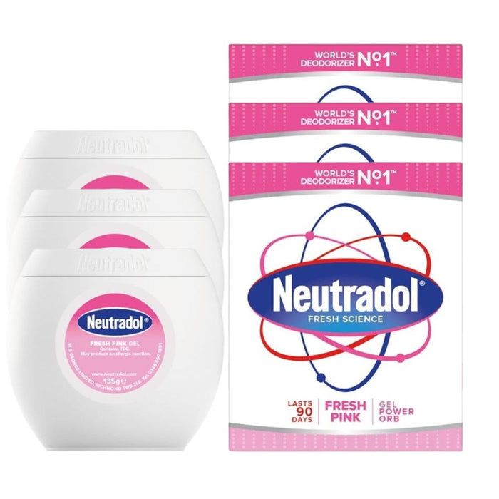 Neutradol Fresh Pink Gel Power Orb Air Freshener 135g Assorted Packs Air Fresheners & Re-fills Neutradol Pack of 3
