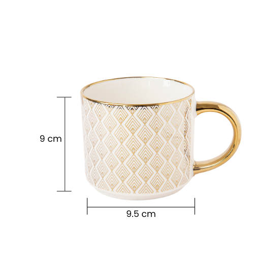 Elegant Bone China Gold Handle Mug 490ml Assorted Designs Mugs FabFinds