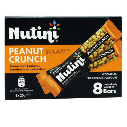 Nutini Peanut Crunch 8 Bars 160g Biscuits & Cereal Bars Nutini Pack of 1