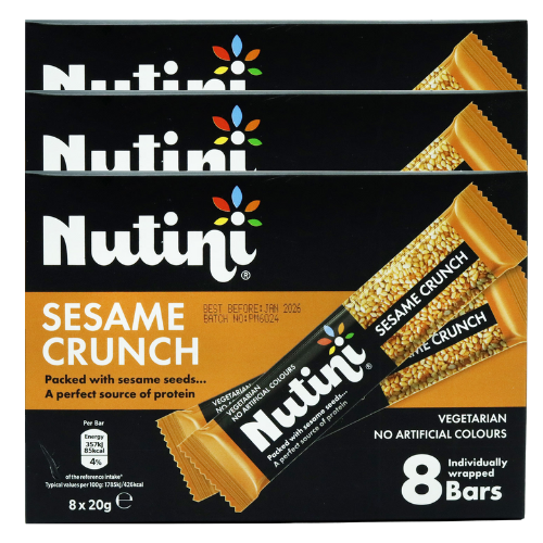 Nutini Sesame Crunch 8 Bars 160g Biscuits & Cereal Bars Nutini Pack of 3