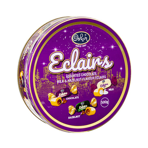 Oshon Eclairs Assorted Chocolate Milk & Hazelnut Flavour Eclairs 500g Chocolates oshon   