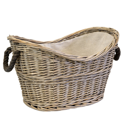 Oval Log Basket with Rope Handles Storage Basket Satchville