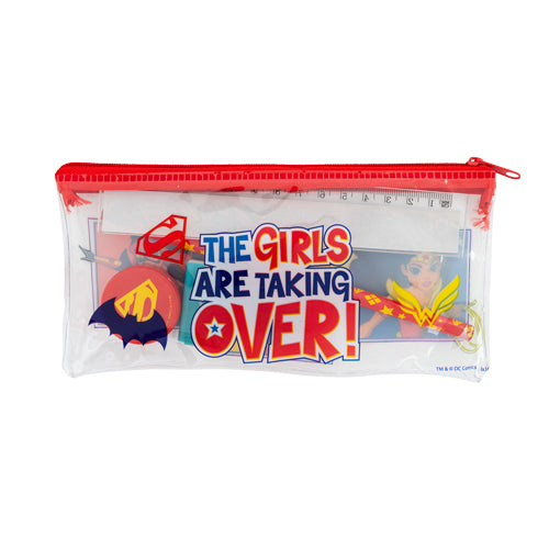 DC Super Hero Girls Filled Pencil Case Written on ' The Girls Are Taking Over!' Kids Stationery Sambro   