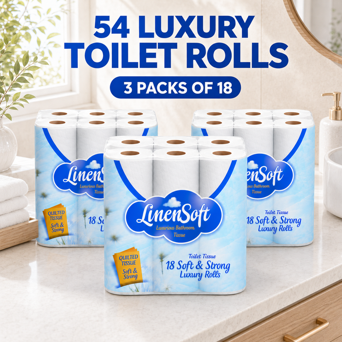 54 Rolls (3 x 18 Pack) Linen & Soft Strong Toilet Roll Bundle Tissue