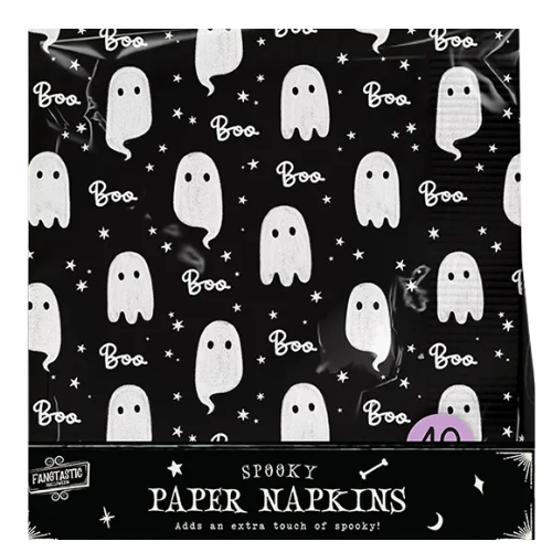Halloween Printed Paper Napkins Ghost Design 3-Ply Pack of 40 Halloween Accessories FabFinds