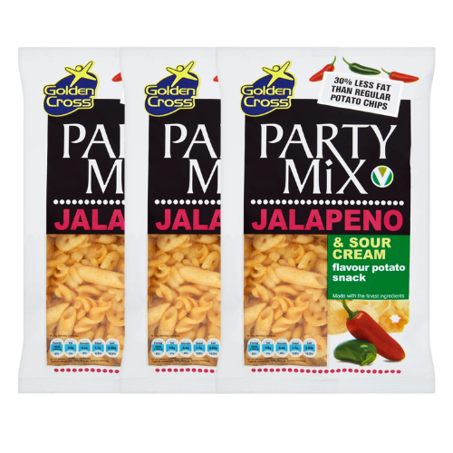 Party Mix Jalapeño & Sour Cream Flavoured Potato Snack 125g Assorted Packs Snack Foods Golden Cross Pack of 3