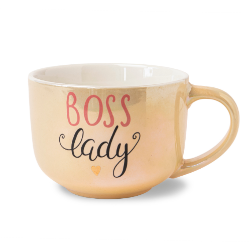 Pastel Ceramic Boss Lady Mug 500ml Assorted Colours Mugs FabFinds Gold