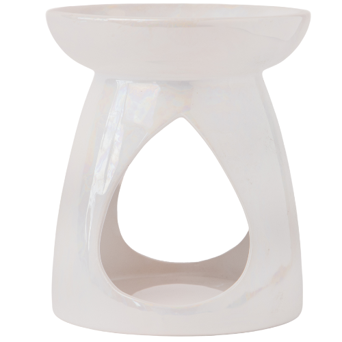 Deluxe Teardrop Pearlised Oil and Wax Melt Burner 14cm Assorted Colours Wax Melts & Oil Burners FabFinds White