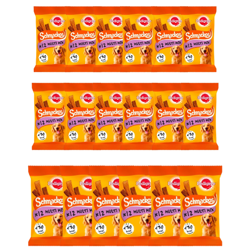 Pedigree Schmackos Multi Mix Dog Treats 12 Pack 86g Assorted Packs Dog Food & Treats Pedigree Pack of 18