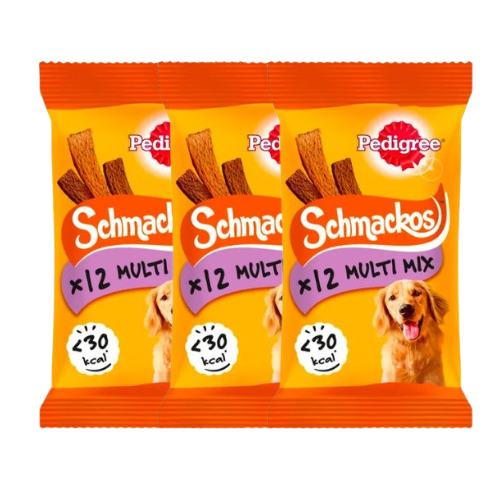 Pedigree Schmackos Multi Mix Dog Treats 12 Pack 86g Assorted Packs Dog Food & Treats Pedigree Pack of 3