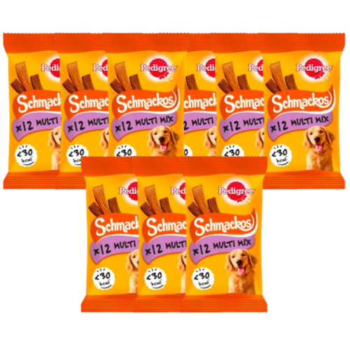 Pedigree Schmackos Multi Mix Dog Treats 12 Pack 86g Assorted Packs Dog Food & Treats Pedigree Pack of 9
